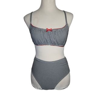 Decree 2PC Bikini High-Rise Swimwear SMALL Removable Cups Adjustable Straps NWT